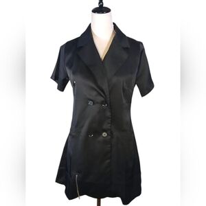 Mini Shirtdress Black Embellished W 2 Pockets